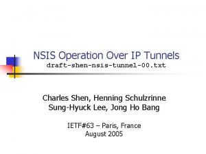 NSIS Operation Over IP Tunnels draftshennsistunnel00 txt Charles