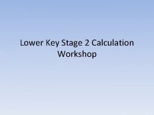 Lower Key Stage 2 Calculation Workshop Addition and