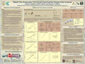 Wiped Film Evaporator Pilot Scale Experimental Design Data