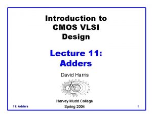 Introduction to CMOS VLSI Design Lecture 11 Adders