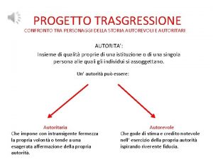 PROGETTO TRASGRESSIONE CONFRONTO TRA PERSONAGGI DELLA STORIA AUTOREVOLI