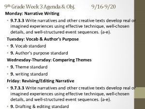 9 th Grade Week 3 Agenda Obj 916