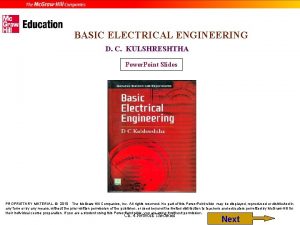 BASIC ELECTRICAL ENGINEERING D C KULSHRESHTHA Power Point