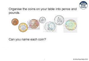 Organise the coins on your table into pence