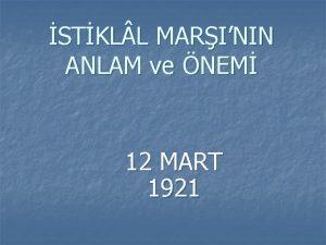 STKL L MARININ ANLAM ve NEM 12 MART