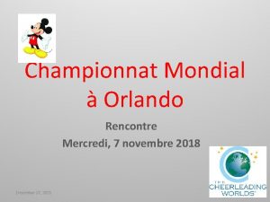 Championnat Mondial Orlando Rencontre Mercredi 7 novembre 2018