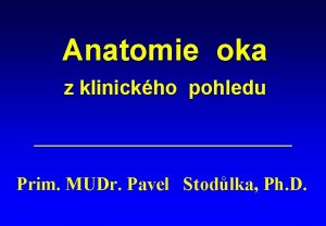 Anatomie oka z klinickho pohledu Prim MUDr Pavel