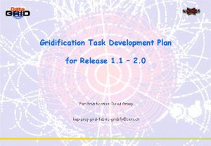 Gridification Task Development Plan for Release 1 1