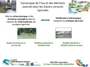 Dynamique de lEau et des lments associs dans