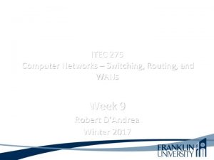 ITEC 275 Computer Networks Switching Routing and WANs