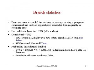 Branch statistics Branches occur every 4 7 instructions