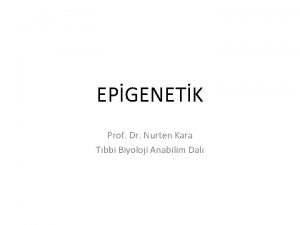 EPGENETK Prof Dr Nurten Kara Tbbi Biyoloji Anabilim