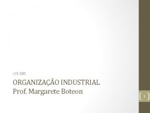 LES 580 ORGANIZAO INDUSTRIAL Prof Margarete Boteon 1