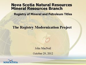 Nova Scotia Natural Resources Mineral Resources Branch Registry