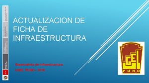 ACTUALIZACION DE FICHA DE INFRAESTRUCTURA Especialista de Infraestructura