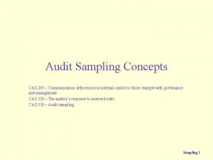 Audit Sampling Concepts CAS 265 Communication deficiencies in