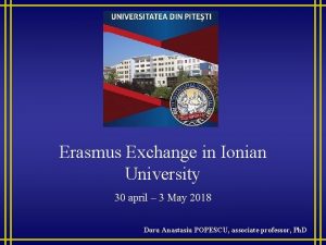 Erasmus Exchange in Ionian University 30 april 3