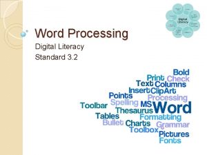 Word Processing Digital Literacy Standard 3 2 Word
