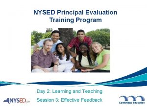 NYSED Principal Evaluation Training Program Day 2 Learning
