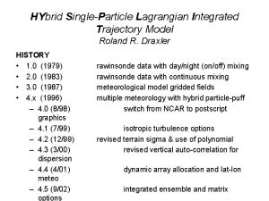 HYbrid SingleParticle Lagrangian Integrated Trajectory Model Roland R