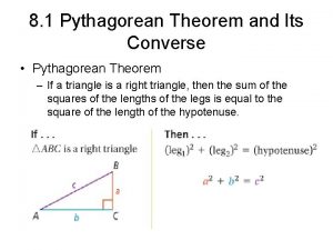 8 1 Pythagorean Theorem and Its Converse Pythagorean
