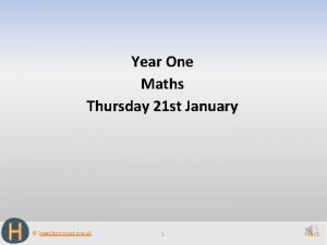 Year One Maths Thursday 21 st January hamiltontrust