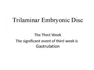 Trilaminar Embryonic Disc The Third Week The significant