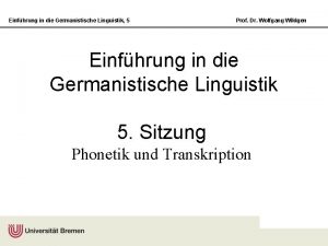 Einfhrung in die Germanistische Linguistik 5 Prof Dr
