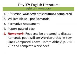 Day 37 English Literature English Lit Periods 2