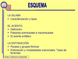 LA SILABA Caracterizacin y tipos EL ACENTO Definicin