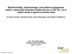 Multimorbidity disadvantage and patient engagement within a specialist