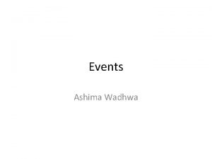 Events Ashima Wadhwa Events Events are user actions