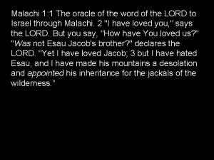 Malachi 1 1 The oracle of the word