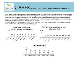 CIPHER Fresno County Public Library Metrics December 2016