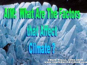 Objective Identify five factors that affect climate and