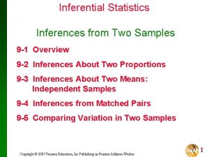 Inferential Statistics Inferences from Two Samples 9 1