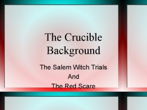 The Crucible Background The Salem Witch Trials And