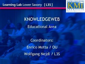 KNOWLEDGEWEB Educational Area Coordinators Enrico Motta OU Wolfgang