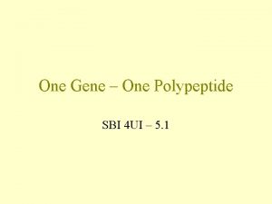 One Gene One Polypeptide SBI 4 UI 5