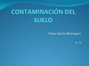 CONTAMINACIN DEL SUELO Csar Garca Rodrguez 1 A