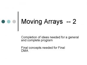Moving Arrays 2 Completion of ideas needed for
