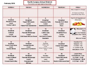 February 2019 MONDAY North Conejos School District This
