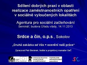 Sdlen dobrch prax v oblasti realizace zamstnanostnch opaten