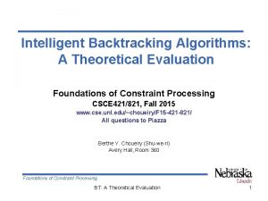Intelligent Backtracking Algorithms A Theoretical Evaluation Foundations of