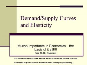DemandSupply Curves and Elasticity Mucho Importante in Economicsthe