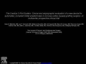 The Cardica CPort System Clinical and angiographic evaluation