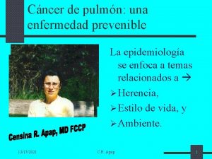 Cncer de pulmn una enfermedad prevenible La epidemiologa