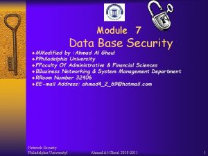 Module 7 Data Base Security MModified by Ahmad