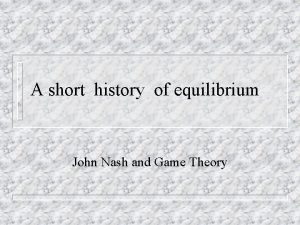 A short history of equilibrium John Nash and
