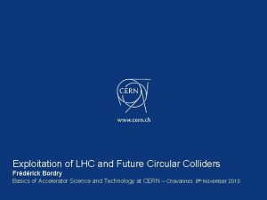 Exploitation of LHC and Future Circular Colliders Frdrick